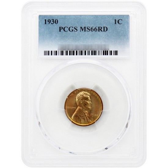 1930 Lincoln Wheat Cent MS66 RD PCGS Blue Label
