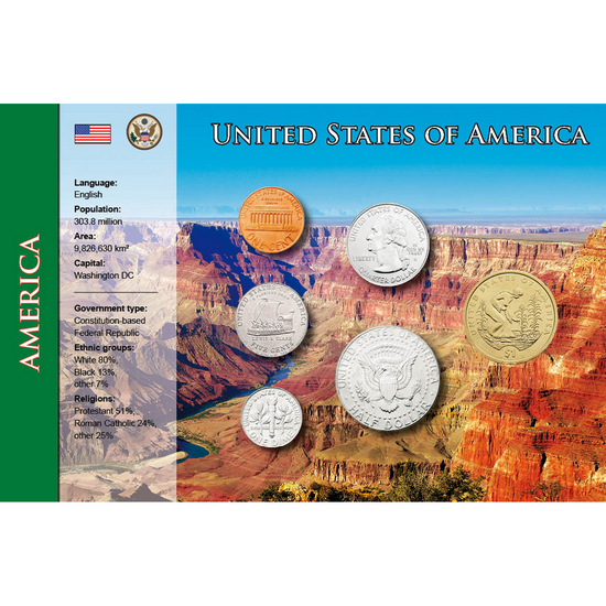 United States: World Coins Collection Coins in Informational Card