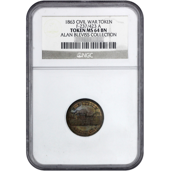 1863 Civil War Token "Our Little Monitor" F-237/423 A Coin MS64 BN NGC