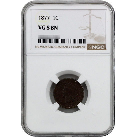 1877 Indian Head Cent VG8 BN NGC Brown Label