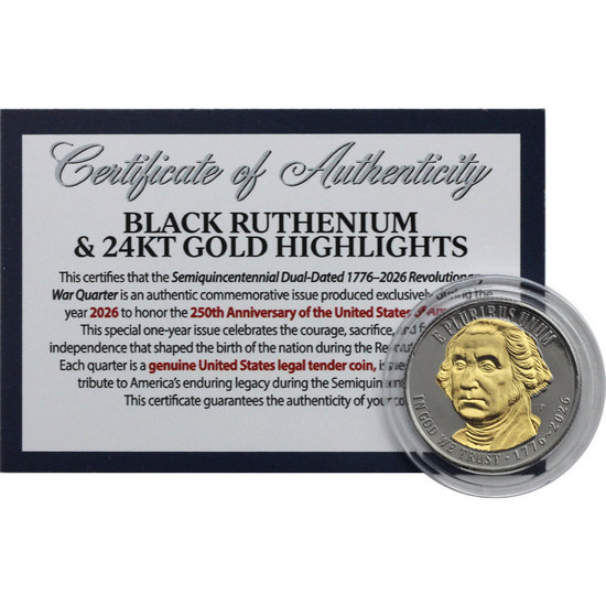 2026 Emerging Liberty Dime Black Ruthenium & 24KT Gold Highlights with COA