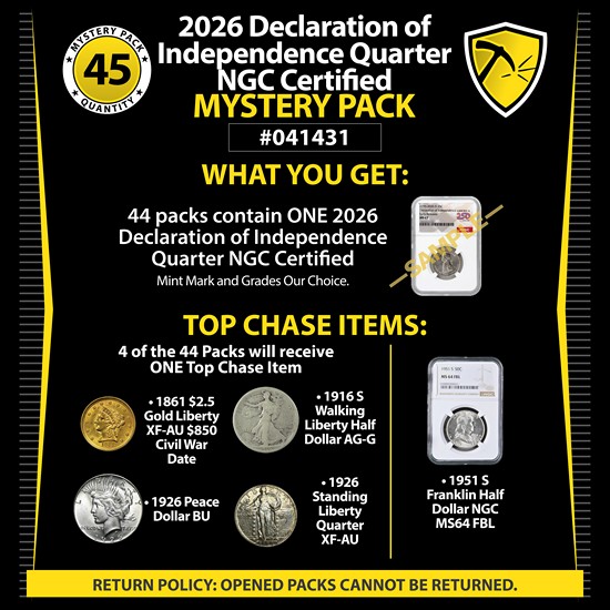 2026 Declaration of Independence Quarter NGC Certified Mystery Pack #041431