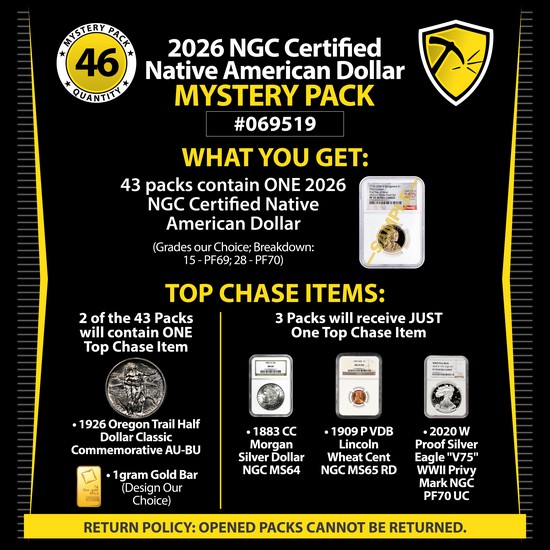 2026 NGC Certified Native American Dollar Mystery Pack #069519