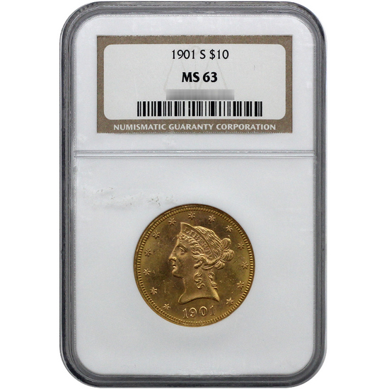 1901 S $10 Gold Liberty MS63 NGC Brown Label