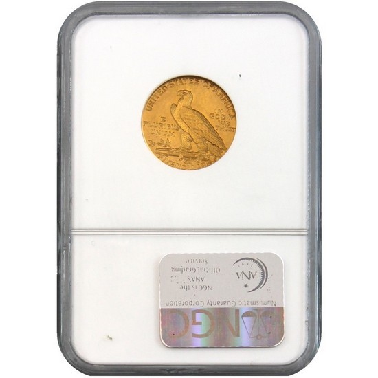 1911 D $5 Gold Indian AU55 NGC Brown Label