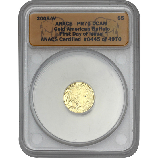 2008 W Gold American Buffalo PF70 DCAM FDI ANACS