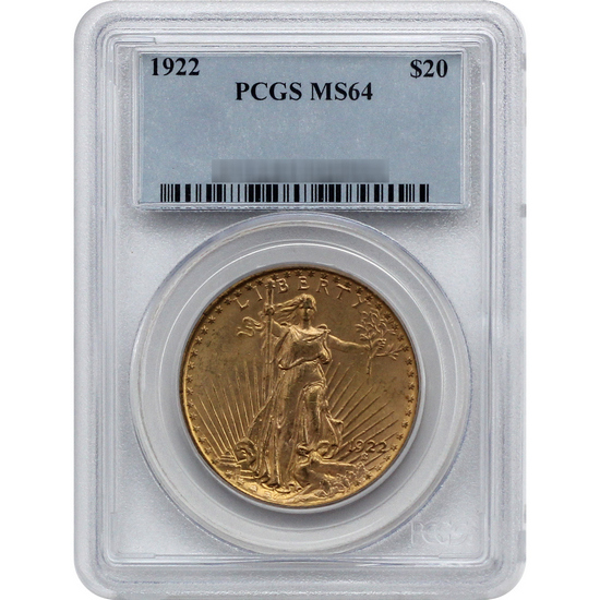 1922 Gold Saint Gaudens MS62 PCGS Blue Label
