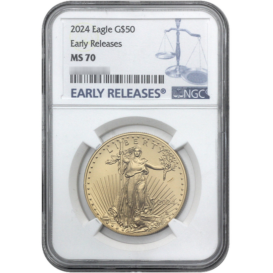 2024 Gold American Eagle 1oz MS70 ER NGC Blue Label