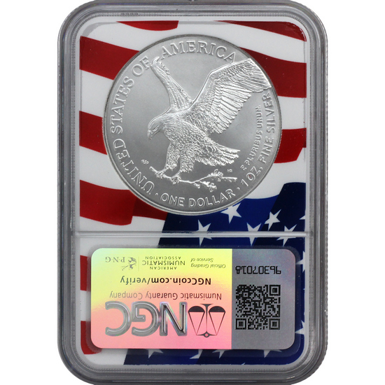 2024 Silver American Eagle Coin MS70 NGC Flag Core