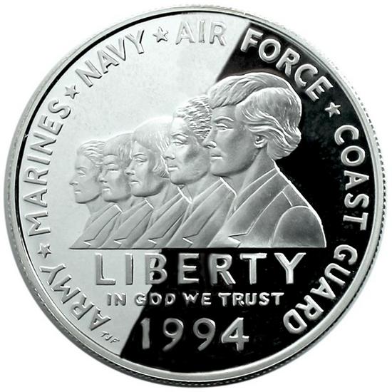 1994 P Women Veterans Silver Dollar PF