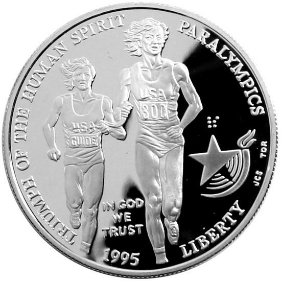 1995 P Olympic Blind Runner Silver Dollar PF