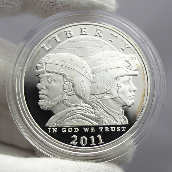 2011 P US Army Silver Dollar PF Coin in OGP