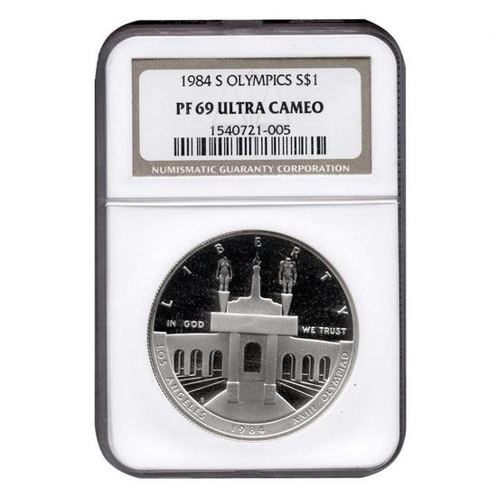 1984 S Olympic Commemorative Silver Dollar PF69 UC NGC Brown Label 1984 S Olympic Commemorative Silver Dollar PF69 UC NGC Brown Label