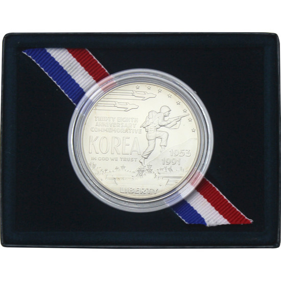 1991 D Korean War Silver Dollar BU Coin in OGP
