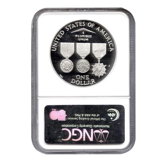 1994 P Vietnam War Silver Dollar PF69 UC NGC Brown Label