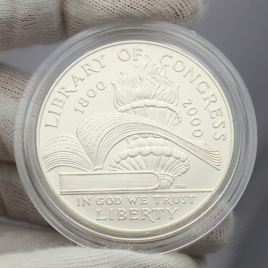 2000 P Library of Congress Bicentennial Silver Dollar BU Coin in OGP