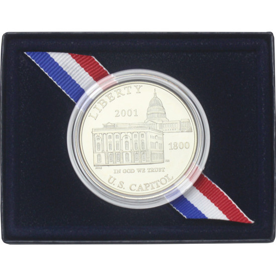 2001 P Capitol Visitor Center Silver Dollar BU Coin in OGP