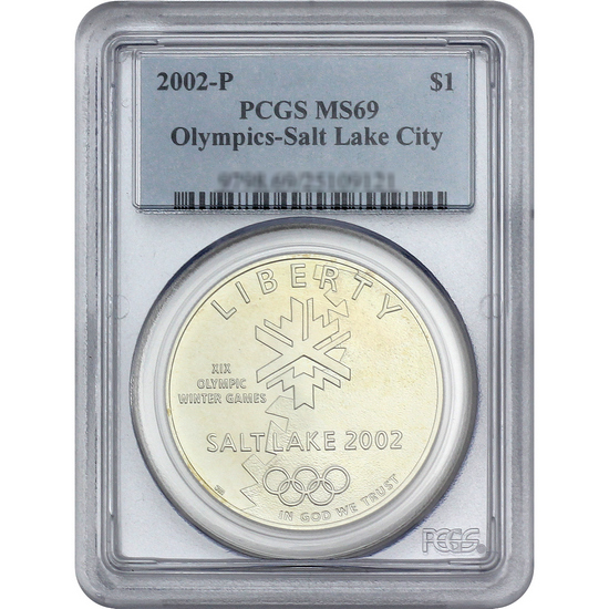 2002 P Olympics Salt Lake City Silver Dollar MS69 PCGS