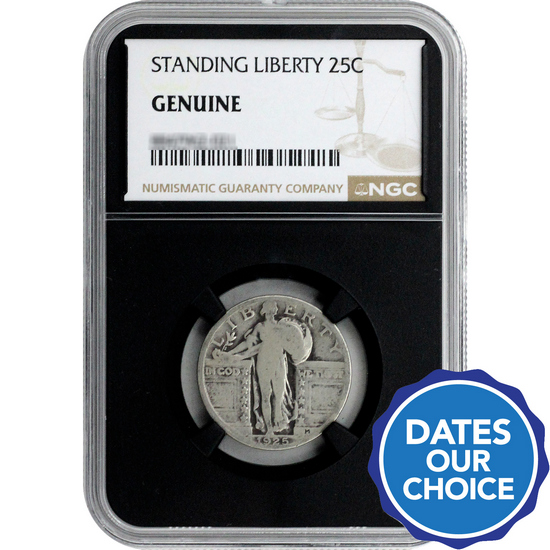 Random Date Standing Liberty Silver Quarter Genuine NGC Black Core Genuine