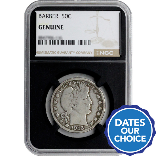 Random Date Franklin Silver Half Dollar Genuine NGC Black Core Genuine Portrait Label