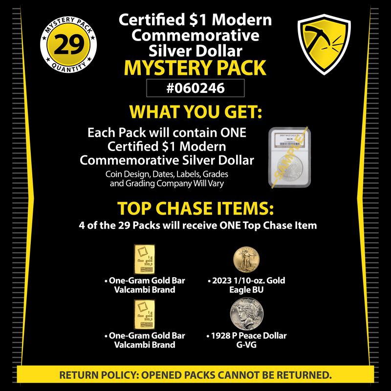 Random Certified US Commemorative Silver Dollar Mystery Pack #060246
