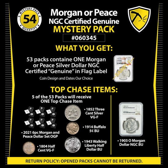 Morgan or Peace NGC Certified Genuine Mystery Pack #060345