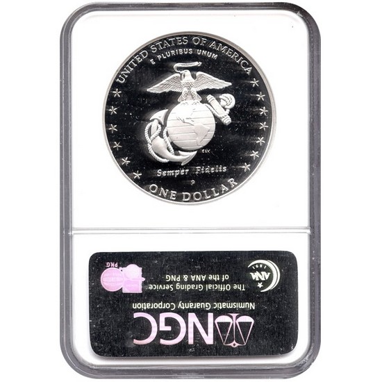 2005 P Marine Corps 230th Anniversary Silver Dollar PF69 UC NGC Brown Label