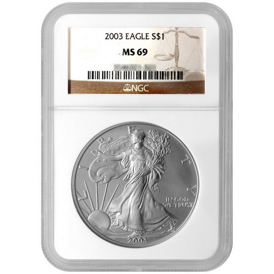 2003 Silver American Eagle MS69 NGC Brown Label