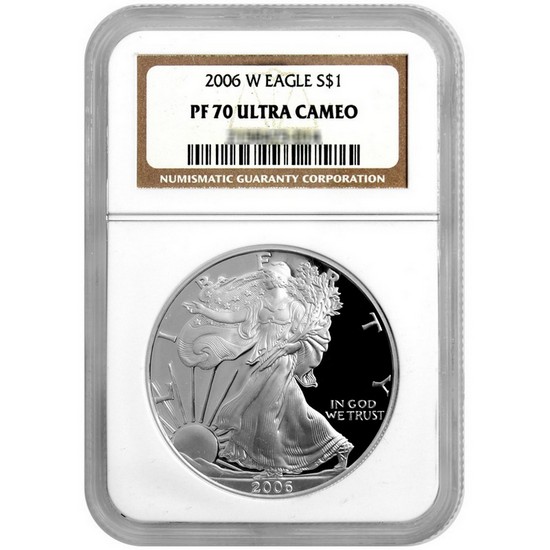 2006 W Silver American Eagle PF70 UC NGC Brown Label