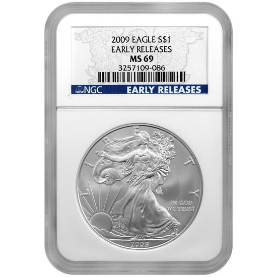 2009 Silver American Eagle MS69 ER NGC Blue Label