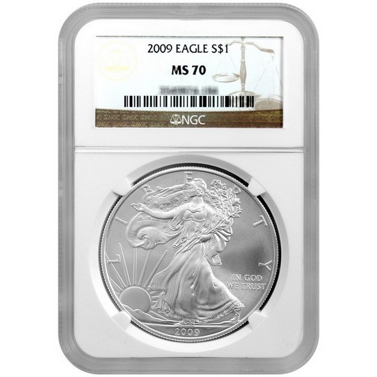 2009 Silver American Eagle MS70 NGC Brown Label