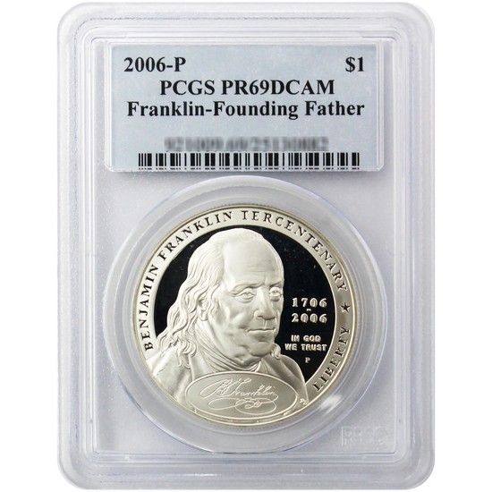 2006 P Benjamin Franklin Founding Father Silver Dollar PR69 DCAM PCGS