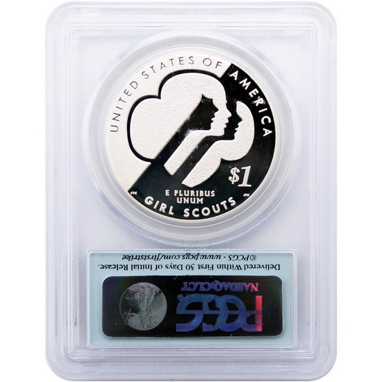 2013 W Girl Scouts Silver Dollar PR70 DCAM FS PCGS Flag Label