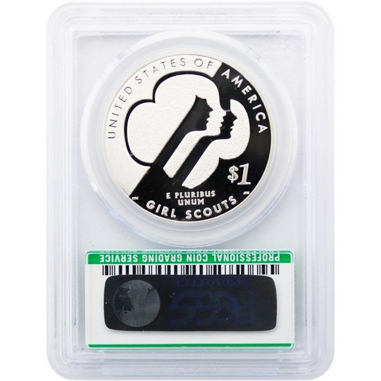 2013 W Girl Scouts Silver Dollar PR70 DCAM FS PCGS Green Girl Scouts Label