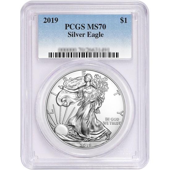 2019 Silver American Eagle MS70 PCGS Blue Label