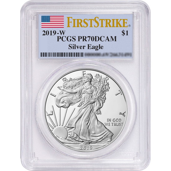 2019 W Silver American Eagle Coin PR70 FS DCAM PCGS Flag Label