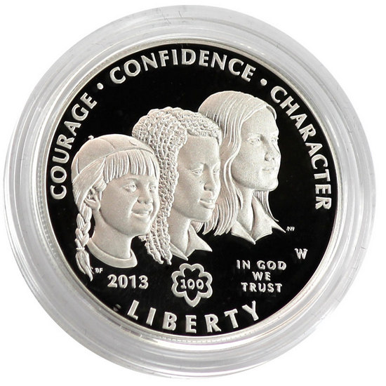 2013 W Girl Scouts Centennial Silver Dollar PF Coin in OGP