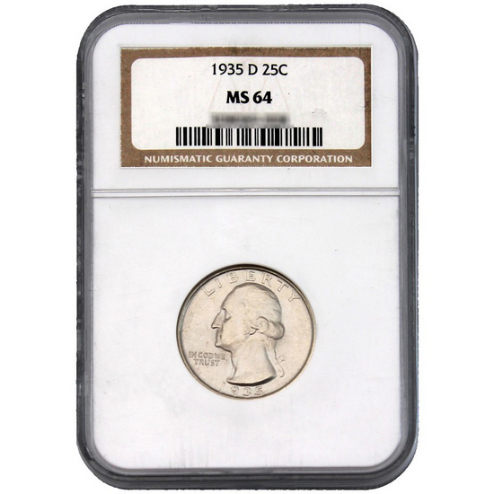 1935 D Washington Quarter MS64 NGC Brown Label