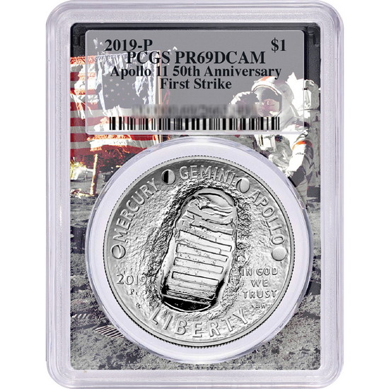 2019 P Apollo 11 50th Anniversary Proof Silver Dollar Coin PR69 FS DCAM PCGS Moon Landing Frame