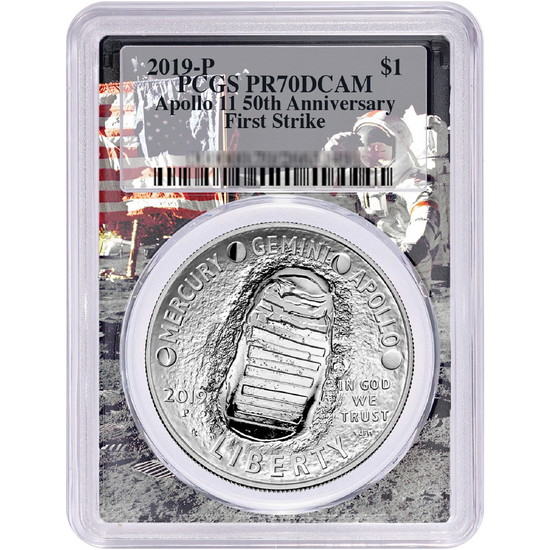 2019 P Apollo 11 50th Anniversary Proof Silver Dollar Coin PR70 FS DCAM PCGS Moon Landing Frame