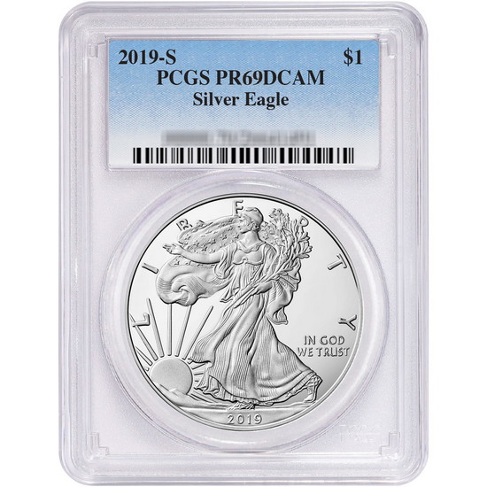 2019 S Silver American Eagle Coin PR69 DCAM PCGS Blue Label