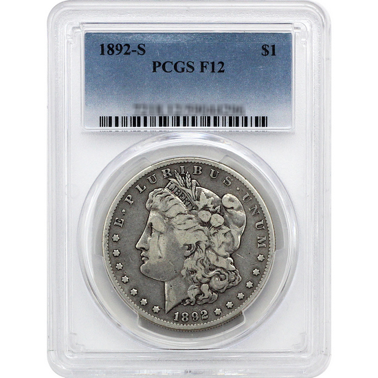 1892 S Morgan Silver Dollar F12 PCGS Blue Label
