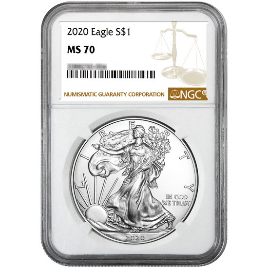 2020 Silver American Eagle MS70 NGC Brown Label