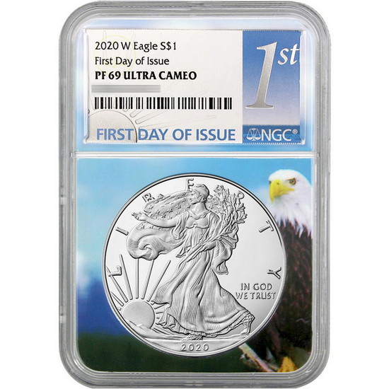 2020 W Silver American Eagle Coin PF69 UC FDI NGC Eagle Core 1st Label