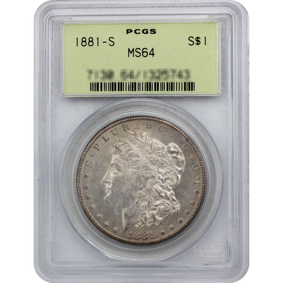 1881 S Morgan Silver Dollar MS64 PCGS Green 2nd Generation Label