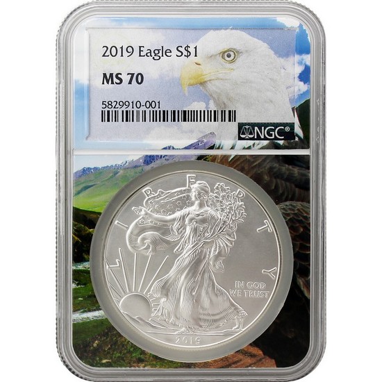 2019 Silver American Eagle MS70 NGC Eagle Core