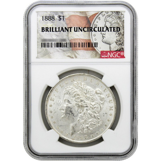 1888 Morgan Silver Dollar BU NGC Morgan/Flag Label
