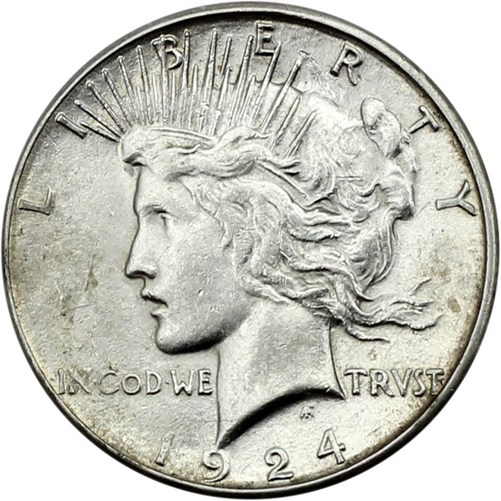 1924 S Silver Peace Dollar AU/BU Condition