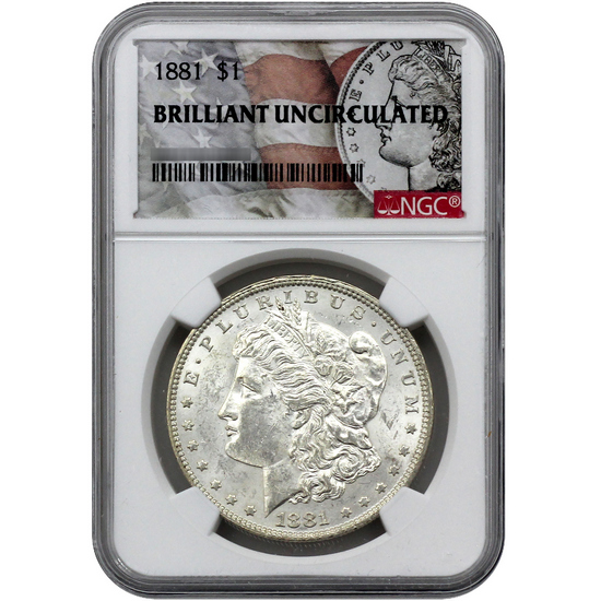 1881 Morgan Silver Dollar BU NGC Morgan/Flag Label