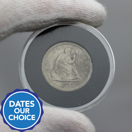Date Our Choice Liberty Seated Quarter VG/F Condition